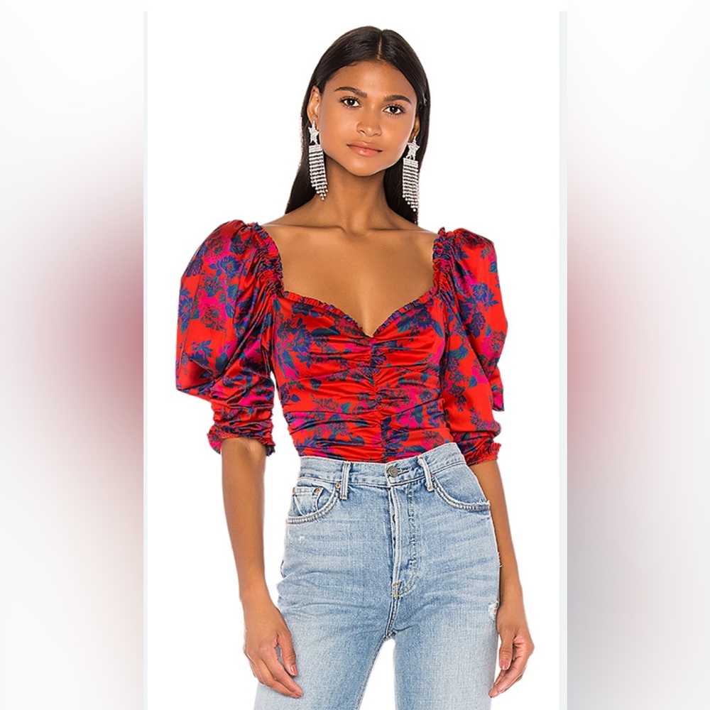 For Love & Lemons Free People Colab Monet Floral Bodysuit size xs